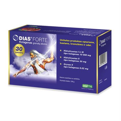 DIAS FORTE, kolagenas, granatų skonio, 30 paketėlių