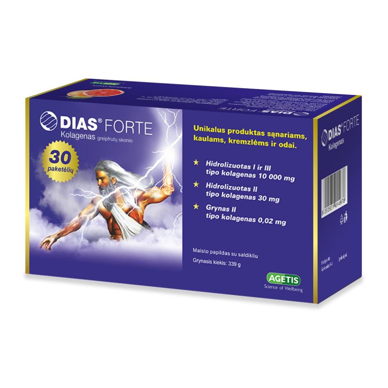 DIAS FORTE KOLAGENAS GREIPFRUTŲ SKONIO, 30 PAKETĖLIŲ