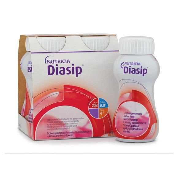 DIASIP gėrimas, braškių skonio, x 200 ml, 4 vnt
