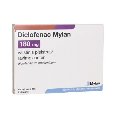 DICLOFENAC MYLAN, 180 mg, vaistinis pleistras, N10