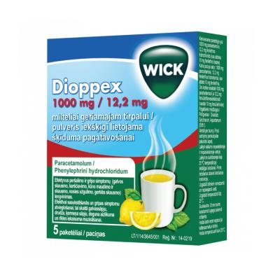 DIOPPEX 1000 mg/12,2 mg milteliai geriamajam tirpalui N5