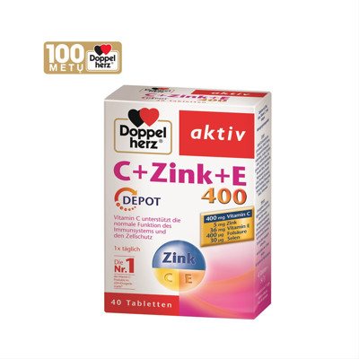 DOPPELHERZ AKTIV C + ZINC + SELEN + E DEPOT, 40 tablečių
