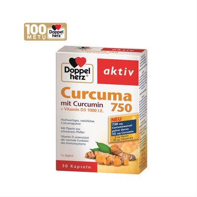 DOPPELHERZ AKTIV CURCUMA 750, 30 kapsulių