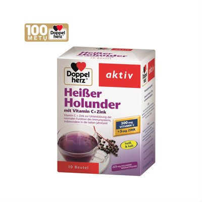 DOPPELHERZ AKTIV HEIBER HOLUNDER (HOT ELDERBERRY), granulės paketėliuose, 10 vnt
