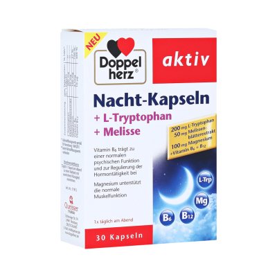 DOPPELHERZ AKTIV NACHT-KAPSEL+L-TRYPTOPHAN+MELISSE tabletės N30