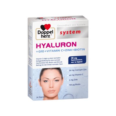 DOPPELHERZ Hyaluron+Q10+Vitamin C+Zink+Biotin kapsulės N30