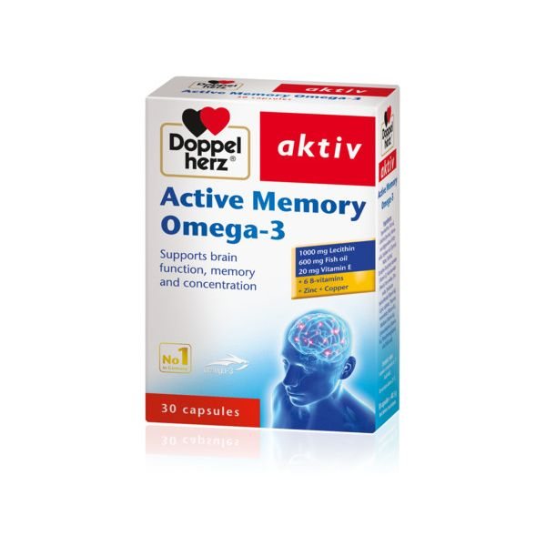 DOPPELHERZ maisto papildas AKTIV ACTIVE MEMORY OMEGA-3, 30 kaps.