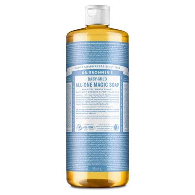DR. BRONNER’S BABY-MILD, ekologiškas skystas švelnus muilas kūdikiams be eterinių aliejų, 945 ml