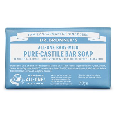 DR. BRONNER’S BABY-MILD, ekologiškas švelnus muilas kūdikiams be eterinių aliejų, 140 g