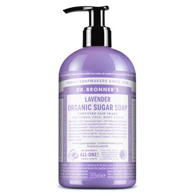 DR. BRONNER'S LAVENDER, ekologiškas cukraus muilas su levandų eteriniu aliejumi, 355 ml