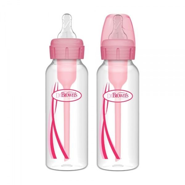 DR. BROWN'S buteliukas siauru kakleliu OPTIONS+, rožinės spalvos, 2 vnt., 250 ml