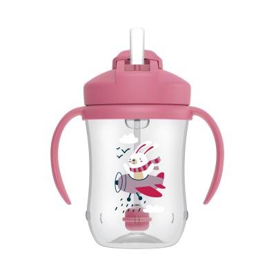 DR. BROWN'S gertuvė su šiaudeliu ir svareliu, rožinė N1, 270 ml