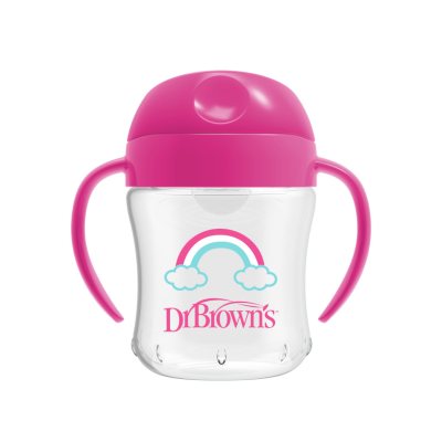 DR. BROWN'S mokomoji gertuvė su rankenėlėmis, rožinė, N1, 180 ml