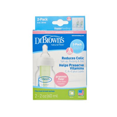 DR. BROWN'S OPTIONS siauro kaklelio buteliukai + žindukai neišnešiotukams, N2, 60 ml