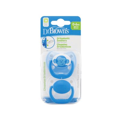 DR. BROWN'S ortodontiniai čiulptukai 0-6 mėn, mėlyni N2