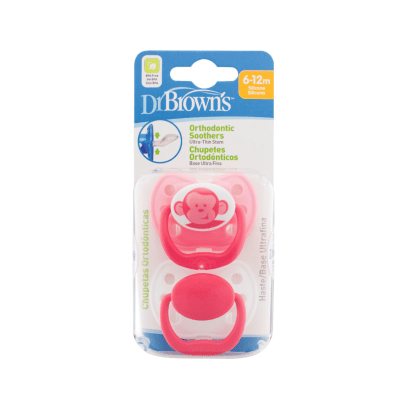 DR. BROWN'S ortodontiniai čiulptukai 6-12 mėn, rožiniai N2