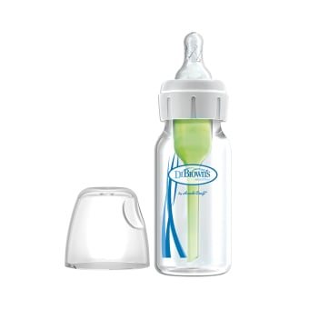 DR. BROWN'S siauro kaklelio buteliukas OPTIONS+, +žindukas, 0–3 mėn., 1 vnt., + valymo šepetėlis, 1 vnt., 120 ml