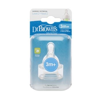 DR. BROWN'S žindukai siauro kaklelio buteliukams 3-6 mėn., N2
