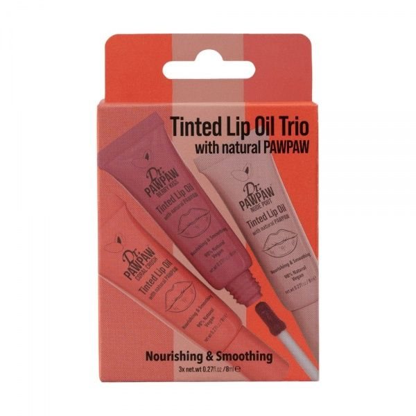 DR. PAWPAW lūpų aliejų rinkinys NUDE LIP OIL TRIO, x 8 ml, 3 vnt