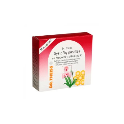 Dr. THEISS gysločių pastilės su medumi ir vitaminu C, 50 g