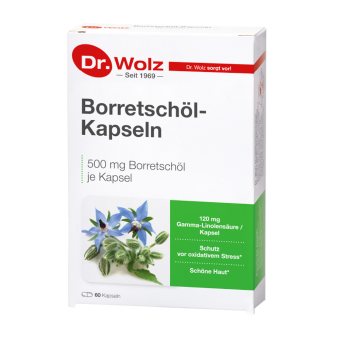 DR. WOLZ agurklių aliejus su gama linoleno rūgštimi BORRETSCHOL, 60 kapsulių