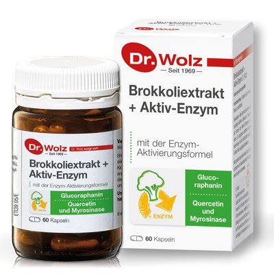 DR. WOLZ BROKKOLI EXTRAKT + ACTIV ENZYM, 60 kapsulių