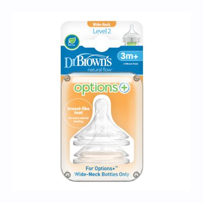 DR.BROWN'S II lygio žindukai OPTIONS+, silikoniniai, 3-6 mėn., plačiu kakleliu N2