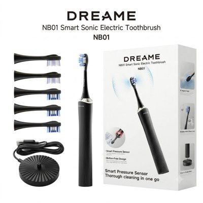 DREAME NB01, elektrinis dantų šepetėlis, juodas, + galvučių, 6 vnt