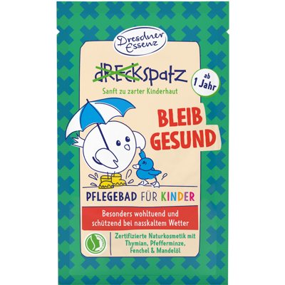 DRESDNER ESSENZ Vonios druska vaikams „Būk sveikas!“ (čiobrelių-pipirmėčių kvapo), 60 g