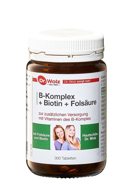 DR.WOLZ B-KOMPLEX + BIOTIN + FOLIO RŪGŠTIS N300