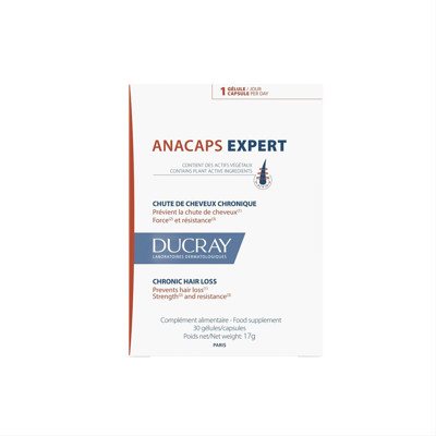 DUCRAY ANACAPS EXPERT, maisto papildas nuo lėtinio plaukų slinkimo, 30 kapsulių