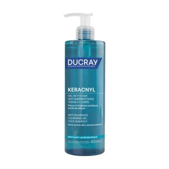 DUCRAY gelinis prausiklis į aknę linkusiai odai KERACNYL, 400 ml