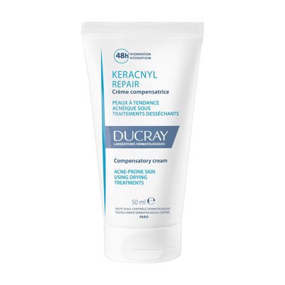 DUCRAY KERACNYL REPAIR drėkinamasis raminamasis į aknę linkusios odos kremas., 50 ml
