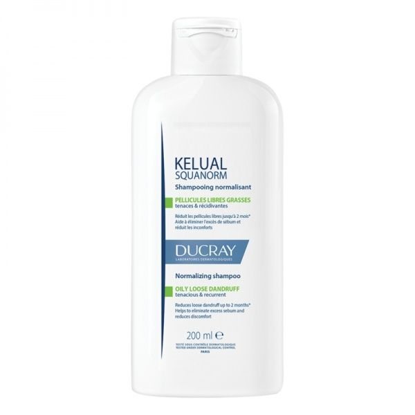 DUCRAY šampūnas riebiai, pleiskanojančiai galvos odai KELUAL SQUANORM, 200 ml
