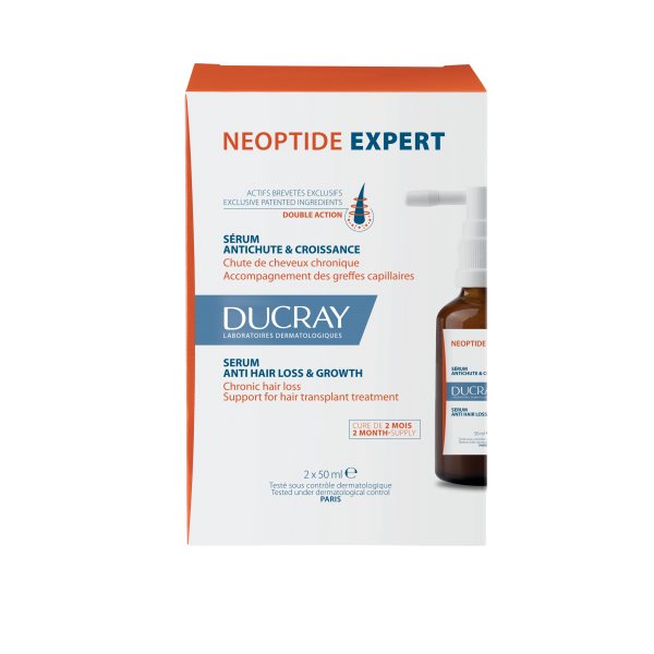 DUCRAY serumas nuo lėtinio plaukų slinkimo NEOPTIDE EXPERT, 2 x 50 ml
