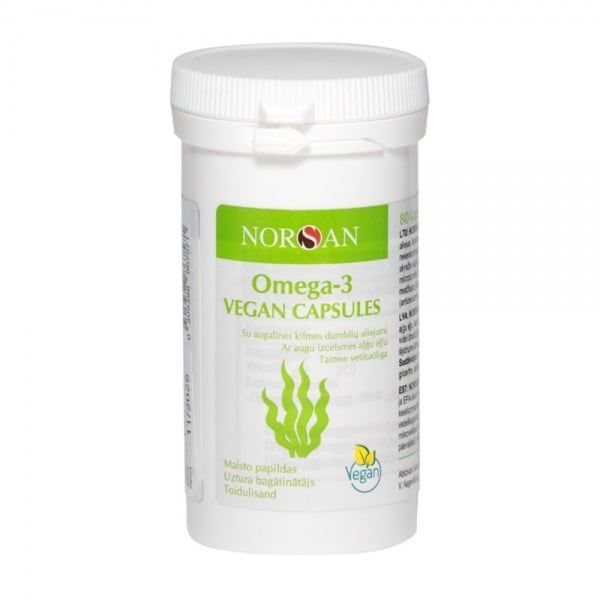 Dumblių aliejus NORSAN OMEGA-3 VEGAN, 80 kaps.