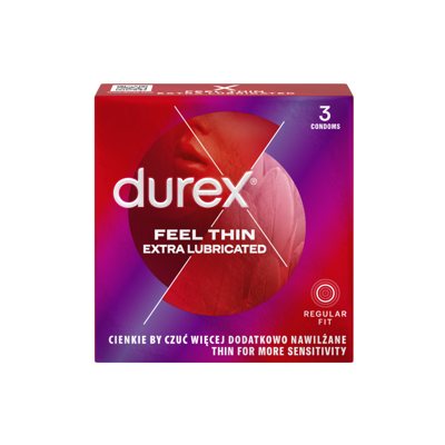 DUREX FEEL THIN EXTRA LUBRICATED prezervatyvai, 3 vnt