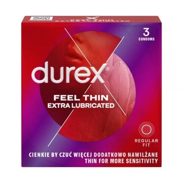 DUREX prezervatyvai FEEL THIN EXTRA LUBRICATED, 3 vnt