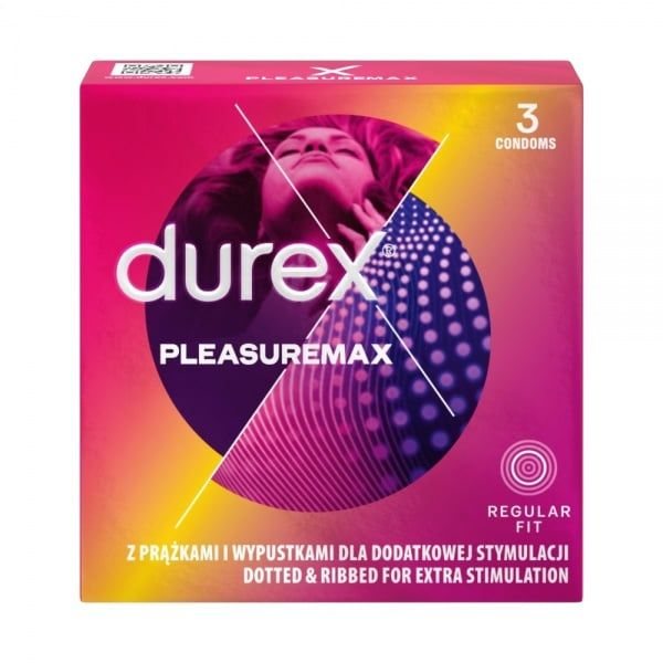 DUREX prezervatyvai PLEASUREMAX, 3 vnt