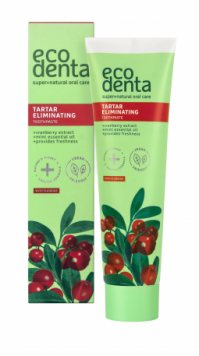 ECODENTA 2 in 1 gaivinamoji dantų pasta nuo apnašų su spanguolių ekstraktu, 100 ml
