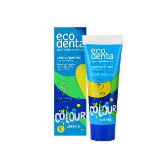ECODENTA dantų pasta vaikams SPALVA SIURPRIZAS, melionų skonio, 75 ml