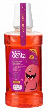 ECODENTA KAKĖ MAKĖ braškių skonio burnos skalavimo skystis, 250 ml