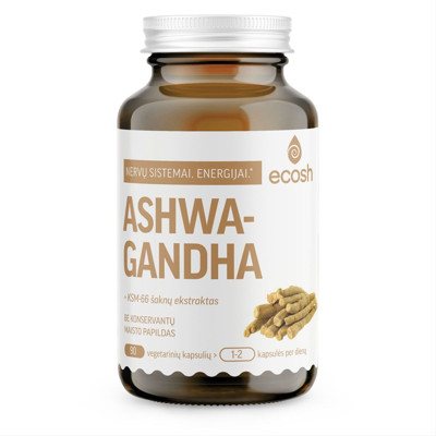 ECOSH AŠVAGANDA SU KSM-66 ŠAKNŲ EKSTRAKTU, 400 mg, 90 kapsulių