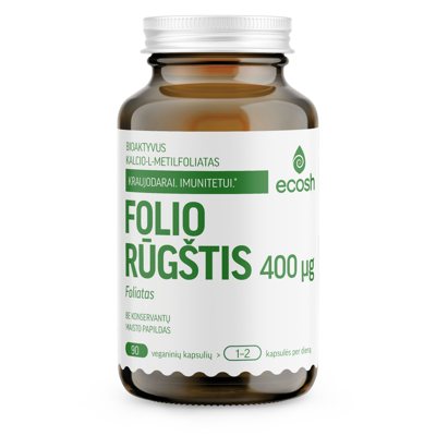 ECOSH BIOAKTYVI FOLIO RŪGŠTIS (FOLIATAS), 400 mcg, 90 kapsulių