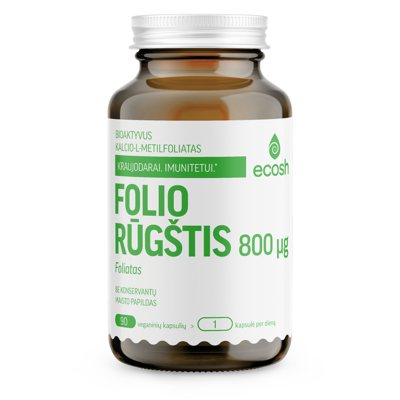 ECOSH BIOAKTYVI FOLIO RŪGŠTIS, foliatas, 800 µg, 90 kapsulių