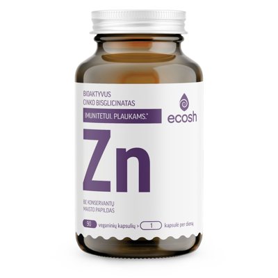 ECOSH bioaktyvus Cinkas, bisglicinatas 25mg, 90 kapsulių