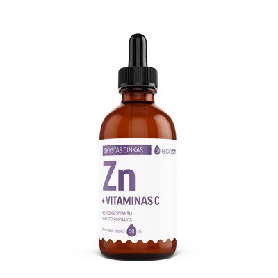 ECOSH bioaktyvus skystas cinkas, bisglicinatas, su vitaminu C, 50 ml