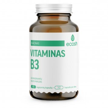 ECOSH bioaktyvus vitaminas B3 (niacinas) 250 mg kapsulės N90