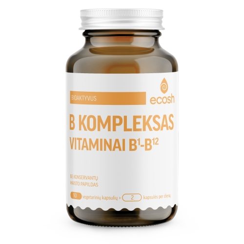 ECOSH bioaktyvus vitaminų B1-B12 kompleksas, 90 kapsulių