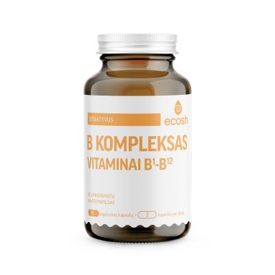ECOSH bioaktyvus vitaminų B1-B12 kompleksas kapsulės, N90